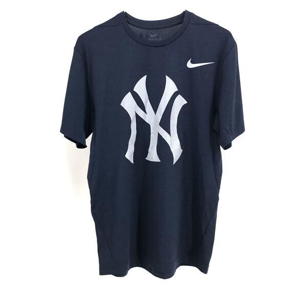 Nike MLB New York Yankees Blue Dri-Fit Short Sleeve T-Shirt Mens S - Picture 2 of 8
